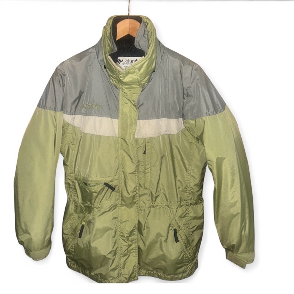 Columbia Two-Tone Green and Gray Puffer Jacket